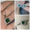 Amazon Comércio Exterior Azul Vermelho Amarelo Verde Roxo Branco Pedra Preciosa Zircônia Conjunto de Colar Anel Brincos Pingente para Mulheres