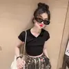 Conjunto de Pantalones Anchos de Pierna Versátil Estilo Chino Nicho Graffiti de Manga Corta de Seda de Hielo Nuevo Estilo Verano 2023 para Niñas