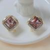 Brincos elegantes de cristal roxo French stud brincos femininos quadrados geométricos design nicho high-grade luz brincos de luxo requintados