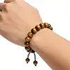 Amazon Venta Caliente Transfronteriza Pulsera de Piedras Naturales Hecha a Mano Ágata Negra Ojo de Tigre Joyería para Hombre en Stock Al Por Mayor