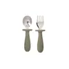 Juego de Cubiertos de Acero Inoxidable para Niños con Mango de Silicona, Tenedor y Cuchara de Mango Corto para Bebés, Vajilla de Juego de Tenedor y Cuchara para Bebés