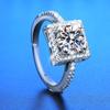 Anel Ajustável Live Quadrado Princesa Cubo de Açúcar Zircônia Cúbica Feminino Moda Quatro Garras Um Quilate Live