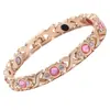 Pulsera magnética de moda europea y americana, superventas transfronteriza, lujo ligero, trébol de la suerte, aleación con incrustaciones de diamante, pulsera de joyería magnética de una sola fila para mujer