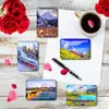 Suiza Escandinava Paisajes de Viaje Imán para Nevera Tren de Esquí Aurora Souvenir Imán para Nevera Rectangular Vidrio Navidad