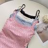 Puro Desejo Renda Camisole Colete Feminino com Almofada de Peito Verão Bottoming Interior Slim-fit Short Floral Top Fino