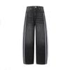 Calça Jeans Retrô Americana de Duas Listras para Mulheres, Outono 2025 Cintura Alta Solta Modeladora Perna Reta Comprimento Total Perna Larga