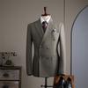 Traje a cuadros estilo británico de doble fila de primavera y otoño, traje de boda de tres piezas para hombre, traje de negocios