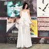 Vestido Longo Branco de Renda Estilo Fada de Alta Qualidade, Vestido de Alça para Férias de Verão na Beira-Mar, Roupas Femininas Atmosféricas