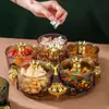 Plato Rotatorio de Acrílico para Frutos Secos Bolsillo para Dulces y Snacks Divisor Bandeja de Frutas Plato Divisor de Almacenamiento Caja para Semillas de Melón