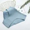 Hilo de algodón transpirable transfronterizo ropa interior para mujer textura de raya vertical algodón cintura briefs inferiores al por mayor mujer