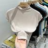 Camiseta sin mangas de fabricación europea para mujer, manga corta, verano 2023, nueva, cuello semi alto, para llevar debajo, top ajustado puro de chica sexy