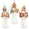 Decoración Navideña de Amazon Toppers de Paja Temática de Hombre de Jengibre Suministros para Decoración de Fiesta Navideña de Invierno
