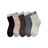 Meias de Ponto Bolinha Meia-Panturrilha para Mulheres, Meias de Algodão Melard Vintage Outono e Inverno, Meias Largas Estilo College com Borda Enrolada Estilo Coreano para Meninas