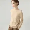 2026 suéter de lã de malha de cor sólida com gola redonda e mangas compridas, novo e versátil, para outono e inverno, feminino, de caxemira, camada base
