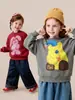Ropa Infantil Amila 2026 Invierno Nueva Sudadera para Niñas Cuello Redondo Forrada de Polar Top Cálido de Dibujos Animados para Niños
