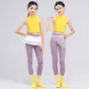 Roupas de Dança Infantis Roupas de Prática para Meninas Colete Amarelo Slim Fit Body de Yoga para Musculação Fantasias de Performance para Dança Jazz