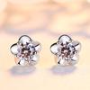 Brincos de prata de lei S925 flor de cerejeira diamante suíço versão coreana feminina de pequeno diamante fresco moda joia de prata uma geração de cabelo