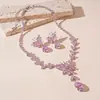 Aretes Colgantes Collar con Colgante de Gota de Agua con Pedrería Trabajo Pesado Exquisito Lujo Cadena para Clavícula Conjunto para Vestido de Banquete Venta al por Mayor Directa de Fábrica