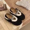 Zapatos planos retro de lunares, nueva colección otoño 2026, zapatos Mary Jane poco profundos de estilo francés, forrados para abrigar, zapatos de noche para mujer