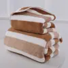 Toalla de coralina transfronteriza, toalla de baño, toalla a rayas, toalla de baño de coralina con rayas anchas AB, toalla facial, toalla de baño grande
