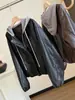 Jaqueta Casaco Patchwork de Couro PU com Capuz Retro Feminina 2026 Outono Inverno Novo Estilo Coreano Doce Cool Solta Jaqueta Roupas de Motocicleta
