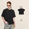 Camiseta de Manga Raglán Dobladillo Enrollado para Hombre 260g Lavada Vintage Patchwork Algodón Puro Holgada Manga Corta Camiseta Retro Moderna.