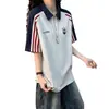 Juvenil Versátil 2026 Nuevo Estilo Holgado Moderno Rayas Estampado Casual Versátil Verano Mujer Polo Manga Corta Top