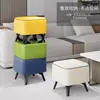Taburete para Dormitorio, Uso en Casa, Taburete Bajo de Lujo Ligero, Taburete Cuadrado para Cambiarse los Zapatos en la Entrada, Banco para Sofá de Sala de Estar, Reposapiés, Mesa de Centro, Taburete Simple de Cuero