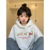 Sudadera Gruesa con Capucha de Borrego para Niñas, Forrada de Polar Gris, para Niños Mayores, Otoño e Invierno, Corte Holgado, Capa Interior Ultra Gruesa para el Noreste