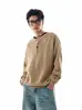 Suéter de Punto Estilo Americano Cleanfit Cuello Henry para Hombre, Estilo Holgado y Casual, Marca de Moda, Sensación de Alta Calidad, Suéter Versátil