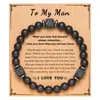 Amazon Explosions Pulsera para Hombre Pulsera de Piedra Volcánica Cuadrada Mate Regalo del Día del Padre Pulsera con Tarjeta para Papá