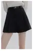Shorts de lana plisados marrones para mujer, nuevo estilo otoño e invierno 2025, falda-pantalón casual de cintura alta, corte A, pierna ancha para uso en exteriores