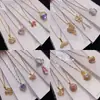 Colar Borboleta Coração Zircônia Diamante Brilhante Aço Titânio, Corrente Clavícula Diamante de Alto Padrão Leve Cor Pérola Conservadora