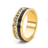 Anillo de Acero de Titanio Rotatorio Cuadrado con Diamantes de Fila Única y Números Romanos de Lujo Ligero Europeo y Americano, Anillo de Moda Personalizado Unisex para Hombres y Mujeres