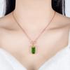 Pendente Retangular Chanfrado Quadrado Princesa Pedra Preciosa de Cristal Verde Pingente Esmeralda Incrustado com Zircônia Verde Cor Pingente Tesouro