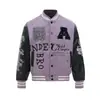 Chaqueta de Béisbol de Comercio Transfronterizo para Hombres y Mujeres, Nuevo Estilo Otoño e Invierno, Elegante Diseño de Cuello Alto, Chaqueta Estudiante Holgada Bordada