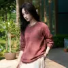 Nuevo Suéter de Moda Otoño/Invierno 2026 para Mujer, Cuello Redondo, Forro de Felpa, Cachemir Puro, Color Sólido, Prenda de una Pieza sin Costuras, Tejido Ligero