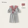 Ropa de Bebé Niña Bangxuan Primavera y Otoño, Ropa Casual de Otoño, Conjunto de Dos Piezas Sudadera Infantil, Conjunto de Rayas con Chal para Niñas