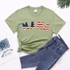 Spot 2023 Nuevo Amazon Día de la Independencia Bandera Americana MAMA Estampado Camiseta Casual de Manga Corta con Cuello Redondo para Mujer