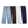 Ropa de Mujer 2026 Verano Nuevo Estilo Moda Europea y Americana Versátil Jeans de Pierna Ancha de Cintura Alta 6147120 Azul Claro