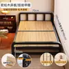 Cama plegable de acero y madera, cama individual para uso doméstico, cama para siesta de adultos, cama simple, cama doble de 1.2 m habitación de alquiler para dormitorio cama de hierro forjado