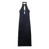 Bestseller transfronterizo de AliExpress producto nuevo primavera 2026 textura de satén de seda diseño abierto con tiras vestido largo 7840332