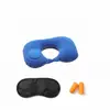Novo travesseiro inflável em forma de U portátil para avião, viagens ao ar livre, acampamento, travesseiro de suporte para o pescoço, conjunto dobrável de três peças