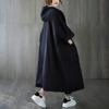 Casaco Longo Artístico de Caimento Solto e Oversized Acima do Joelho com Bolsos Grandes para Mulheres, Estilo Novo da Primavera de 2026, Gabardine Casual Versátil com Capuz