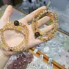 Pulsera de Cristal Blanco Natural, Joyería de Doble Círculo de Cristal Amarillo Torre, Pulsera Apilable de Piedra Lunar Estilo Chino Nuevo, Accesorios Versátiles al por Mayor