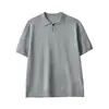 Ropa Masculina Apo Camiseta Polo de Punto de Manga Corta Transfronteriza para Hombre, Estilo Old Money, Top Raglán Versátil de Color Sólido de Alta Gama para Verano.