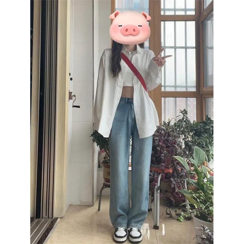 白色衬衫女春秋季设计感小众宽松衬衣外套小个子法式别致长袖上衣