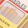 Tarjeta de Agujas Transfronteriza 16 Agujas de Cola Dorada Agujas de Coser y Bordar de Agujero Grande Especificación Múltiple Ojo Grande Multiusos Agujas de Coser a Mano para el Hogar