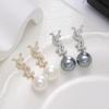 Elegante Moda Elegantes Aretes de Letra de Perla de Circonio Alto Sentido Dulces Aretes Frescos Joyería Explosiva para la Oreja Damas