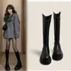 Novas Botas de Cano Médio 2024 para Outono e Inverno, Botas Altas para Baixinhas com Forro de Lã, Botas Martin com Solado Grosso para Mulheres